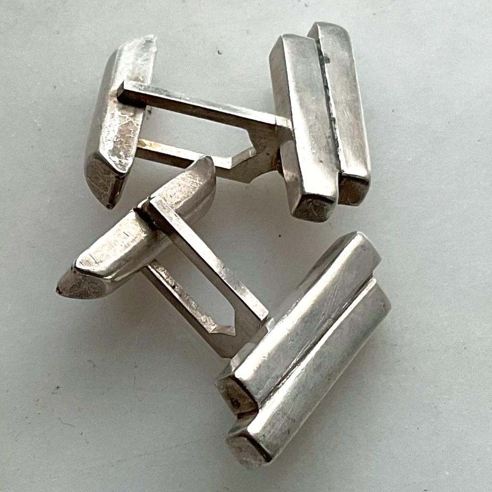 Vintage Estate Heavy Modernist Sterling Bars Cufflinks 12g